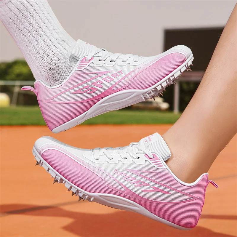 Hot Sale Fashion Women's Running Spike Shoes Couples Professional Athletics Sneaker Breathable Tracking Shoes Trainers for Man