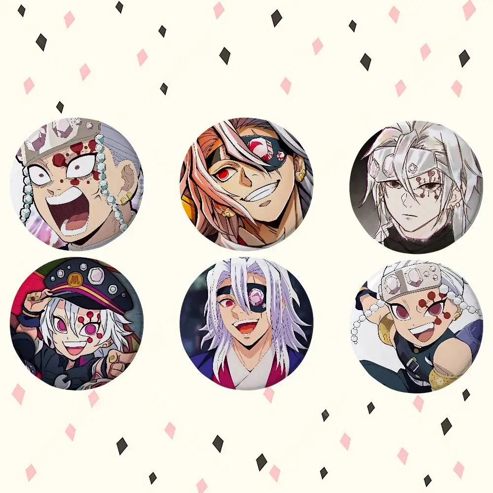 Cartoon Cool Tengen Uzui Anime Runde Laser-Brosche Cartoon-Anstecknadel Kleidung Rucksack Accessoires Revers-Abzeichen
