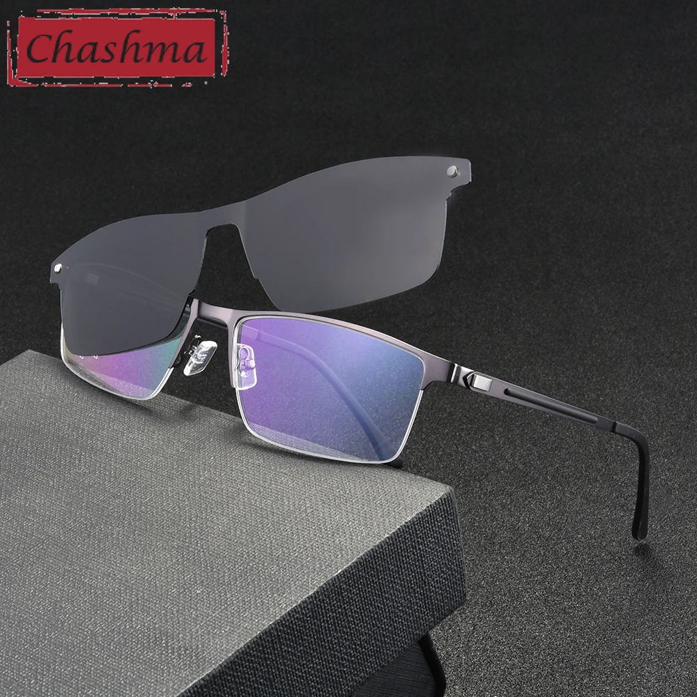 

Очки Chashma по рецепту, мужские очки большого размера с магнитной поляризацией, линзы для очков с рецептом, прогрессивные мультифокальные очки