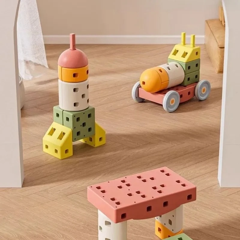 

Large Building Block Car for Kids,Educational Vehicle Toy,Creative Construction Set with Silent 360° Wheels, Indoor Playroom Fun
