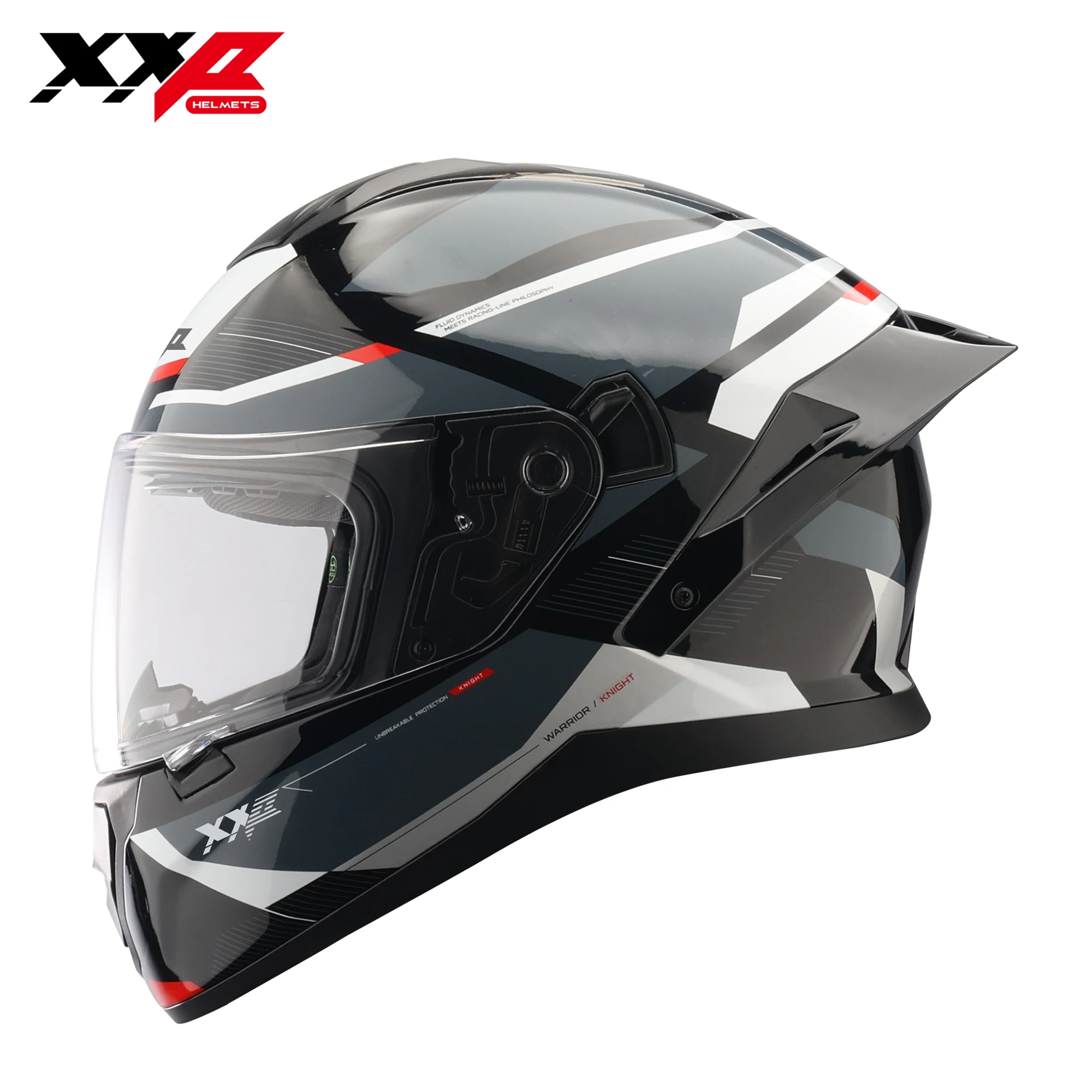

New Motocross Helmet Full Face Big Spoiler Clear Outer Visor and Black Inner Visor Motorcycle Helmets Gloss S-Xxl Xxp Warrior