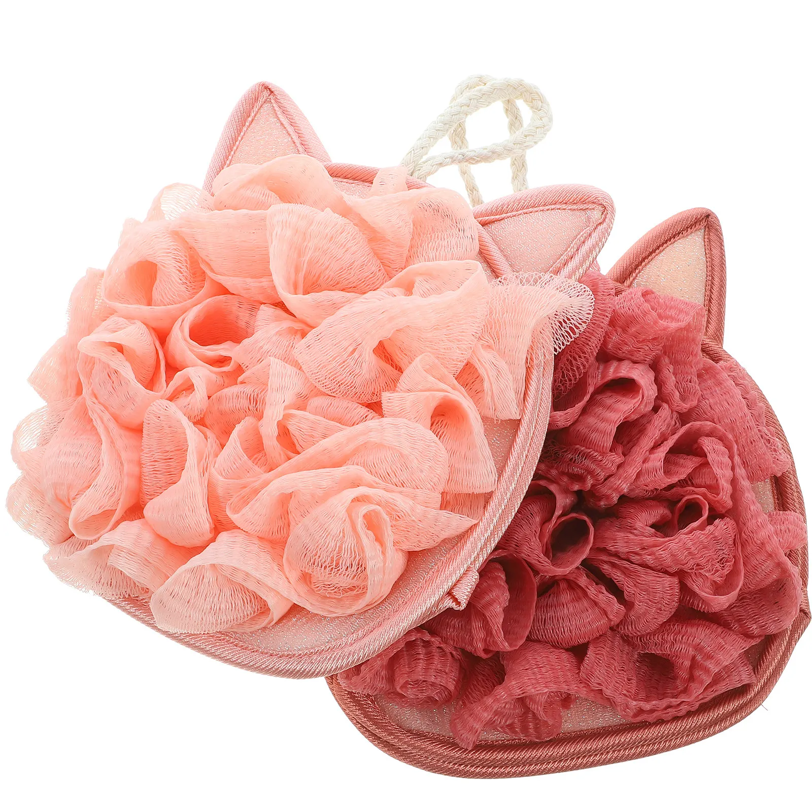 2Pcs Dual-Sided Bath Ball Exfoliating Scrubber for Body Skin Deep Cleansing Dead Cells Oil Removal Soft Comfortable Loofah