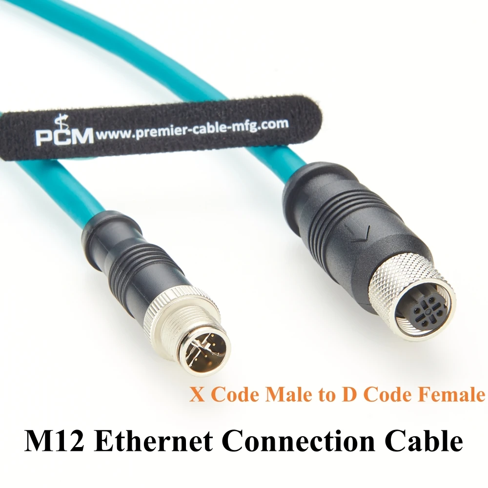 Profinet M12 X Code Male to D Code Female Ethernet Connection Cable Cat6A High-Flex Drag Chain Shield Compatible with IFM E80412