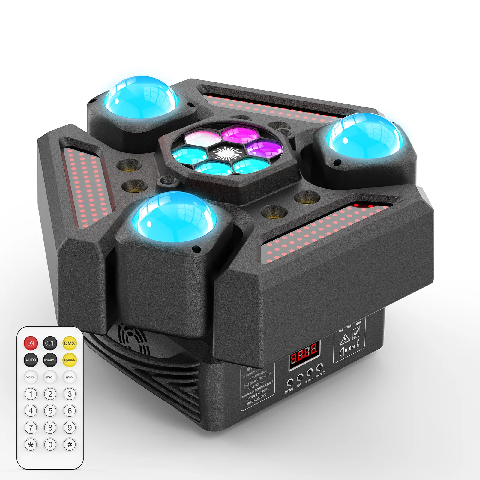 New 180W LED RGBW 4 in 1 Moving Head Beam Light Remote Control Bee Eye Strobe Stage Effect Party Light for DJ Bar Wedding