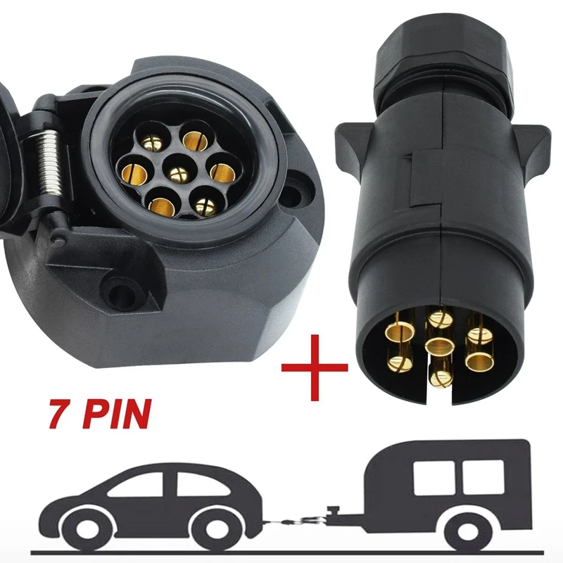 2x7-pinowe europejskie gniazdo przyczepy + wtyczka hak holowniczy Adapter złącza do samochodów ciężarowych RV przyczepa przewozowa przyczepa Adapter sygnału 12V