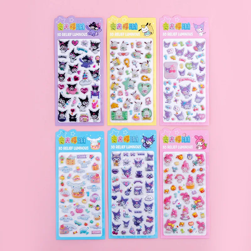 

36pcs/lot Sanrio Kuromi Melody Pochacco 3D Luminous Sticker Creative Scrapbooking DIY Diary Decorative Sticker Album Stick Label