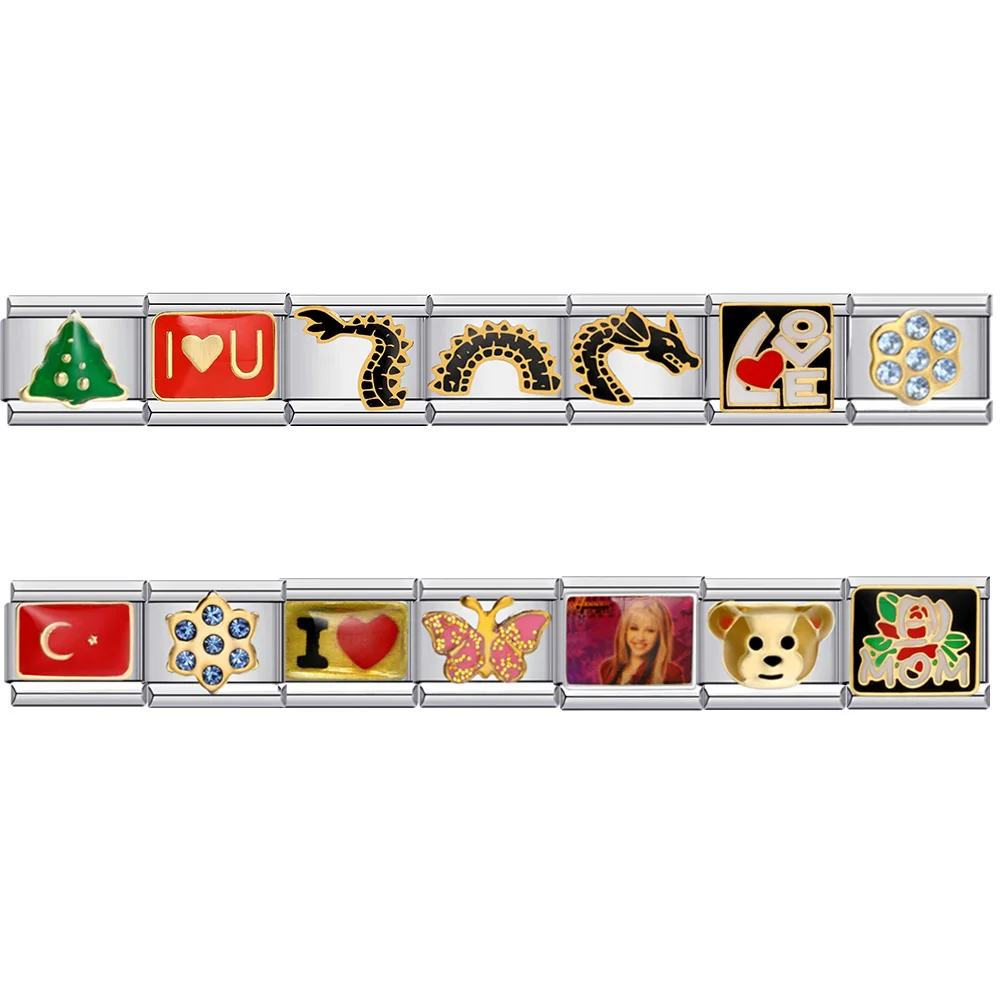1 Stück Neue Mode Loong Flag Motorrad Damen Handkettenanhänger Italienische Glieder Passend für 9mm Armband Edelstahl Schmuck DIY Herstellung – Detail 2