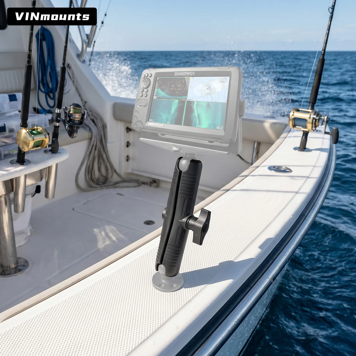 VINmounts 33cm long aluminum alloy heavy-duty double socket arm, with 2.25-inch ball large arm, suitable for RAM mount VIN-D-33