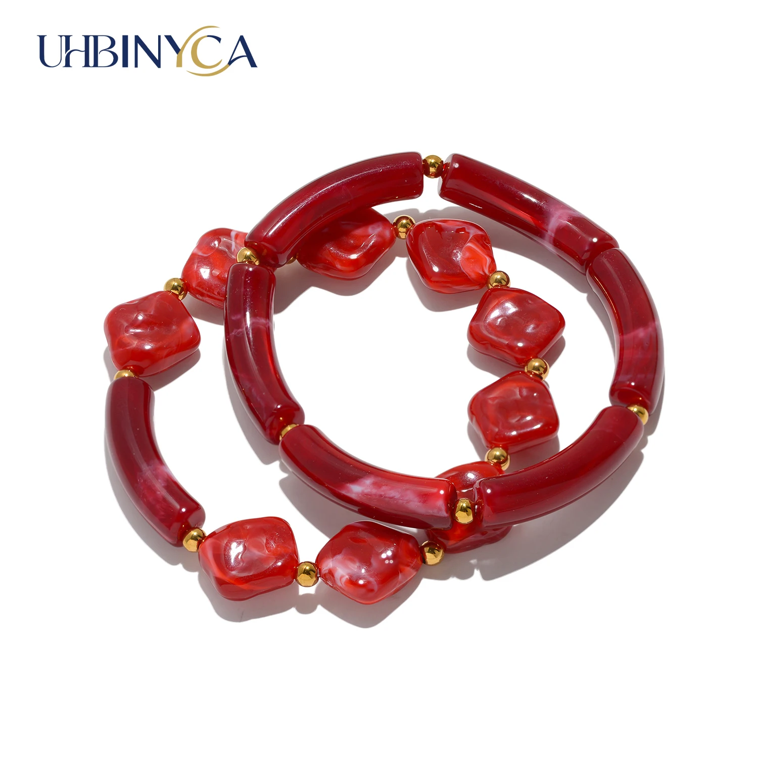2Pcs/Set Candy Color Acrylic Bangles Bohemian Stackable Jewelry for Women Daily Accessories Vintage Unique Gift Elastic Cord