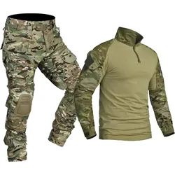 Softair Paintball Suits Work Clothing Uniform Training Suit Men Durable Breathable T-shirt Cargo Hunting Pants Multiple Pockets