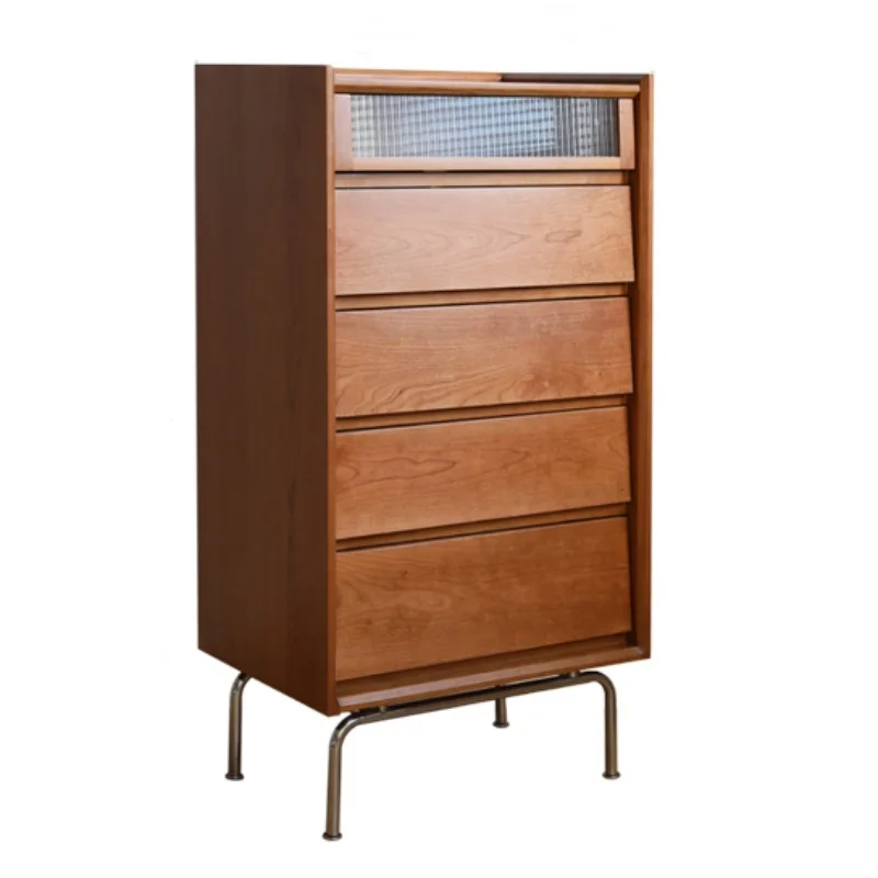 

Nordic solid wood retro chest of drawers, household bedroom storage chest of drawers, medieval side cabinet next to living
