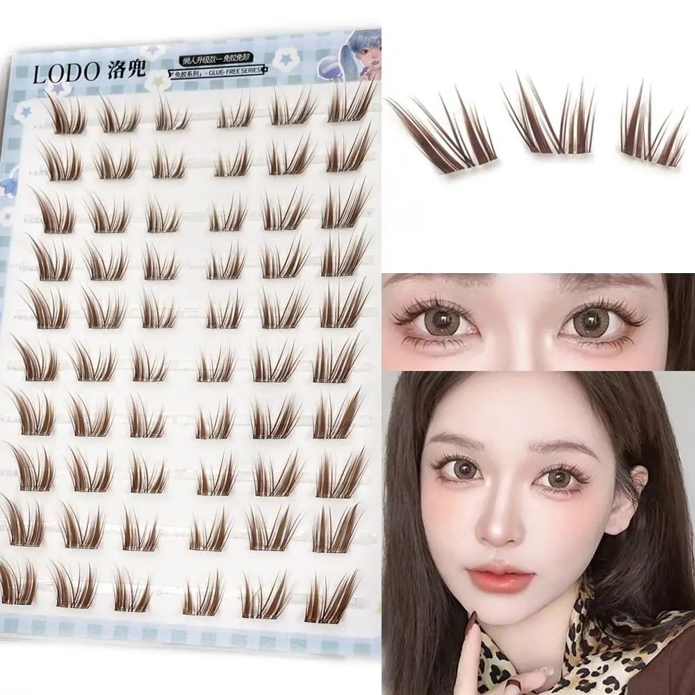 Mulheres estilo olho de gato marrom lash clusters natural diy cílios individuais clusters extensão de cílios