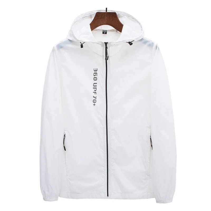 Men's Ultra-Thin Hooded Sun Protection Ice Silk Windbreaker Jacket UPF 70+ Travel Fishing Windproof Mosquito Control