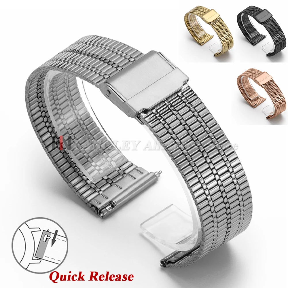 Thin Breathable Watchband Stainless Steel Watch Bracelet Band 20mm 22mm for Women Men Metal Strap Quick Release for Huawei Watch