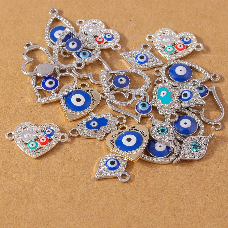

10pcs Chic Crystal Turkey Lucky Evil Eye Charms Pendants for Jewelry Making Earrings Necklace Bracelet DIY Accessories Supplies