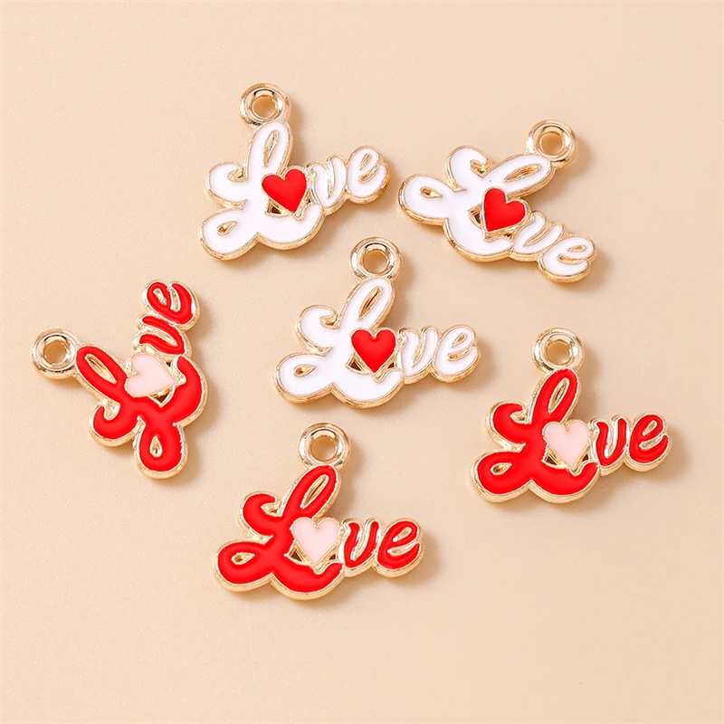 

20pcs 16x13mm Cute Enamel Love Letter Charms Pendants for Jewelry Making Drop Earrings Necklaces Bracelet DIY Crafts Accessorie