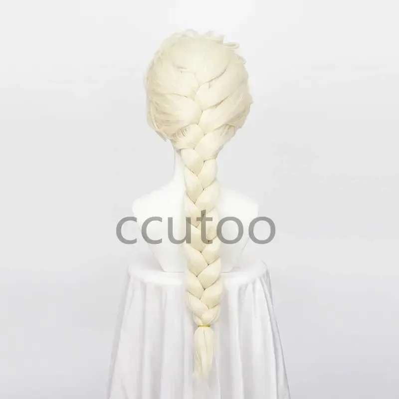 Парик CCUTO Эльзы, синтетический блондин, плетеный стиль, парик для косплея, Хэллоуин, карнавал, вечеринка, персонаж + шляпа-парик W 240808