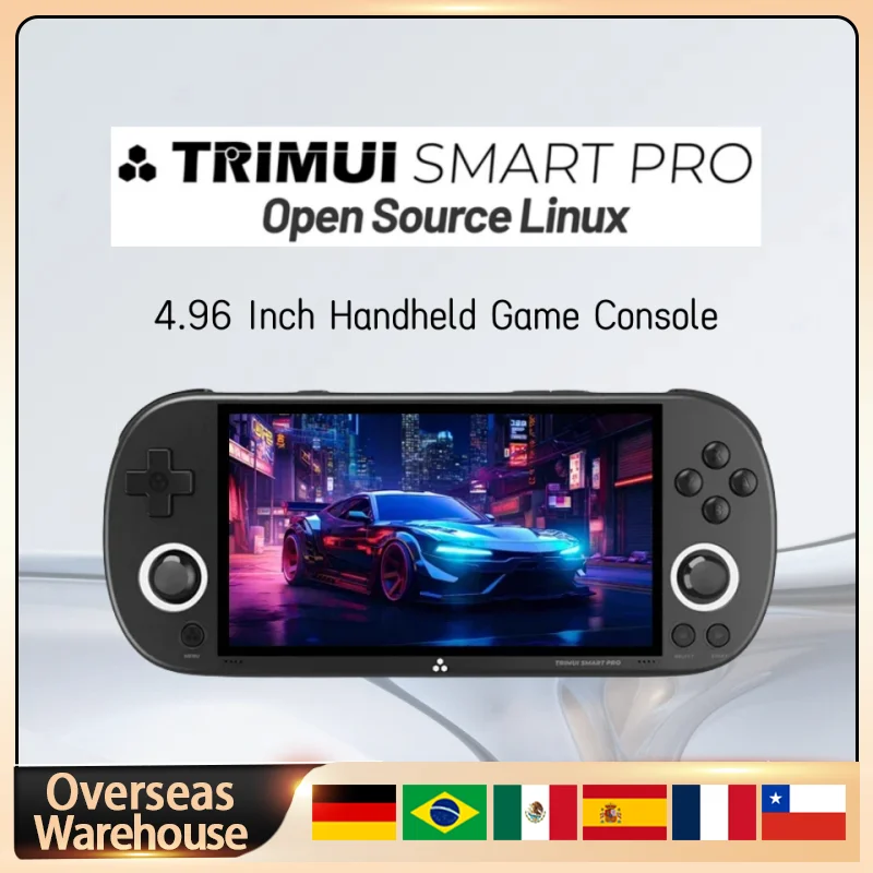 

Trimui Smart Pro Retro Handheld Game Console Linux System 4.96''IPS Screen Joystick RGB Lighting Video Game Player Children Gift