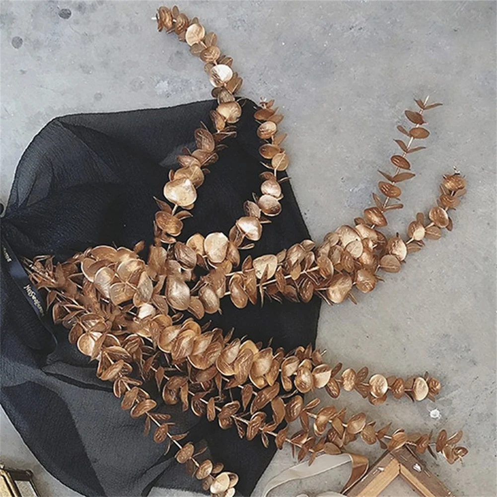 Gold Eucalyptus High Quality Artificial Leaves Flower Leaf For Wedding Home  Office Garden Outdoor Home Decoration Products - Image 6