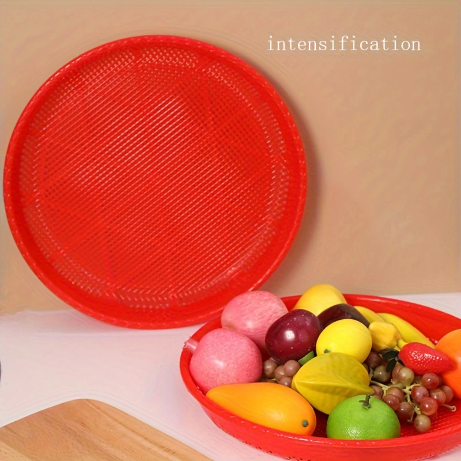 

14.5" Red Plastic Colander - Round, Food-Safe Strainer For Rice, Flour & More With Drainage Holes