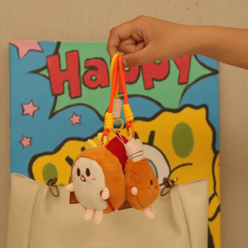 البطاطس المقلية برغر أفخم المفاتيح زوجين ديكور معلق لطيف الغذاء شكل حقيبة سحر للفتيات مفاتيح السيارة حقيبة الظهر الملحقات