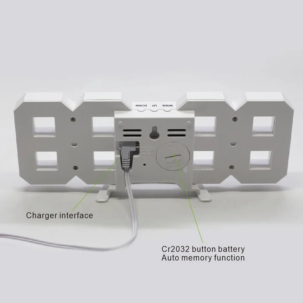 

3Dled Large Display Digital Alarm Clock 3 Brightness Levels Snooze Function Wall Desk Clock For Home Office Travel Use