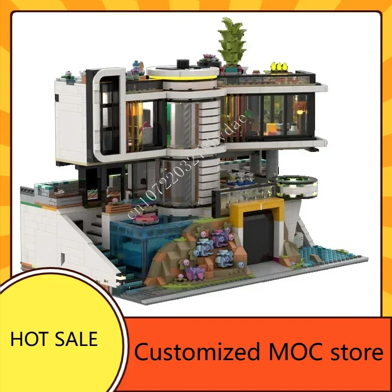 

3700 шт. Тони Старк, особняк на день рождения, MOC Streetview, пазлы на день рождения, сборка DIYA, город, архитектурные игрушки, подарки для детей в возрасте