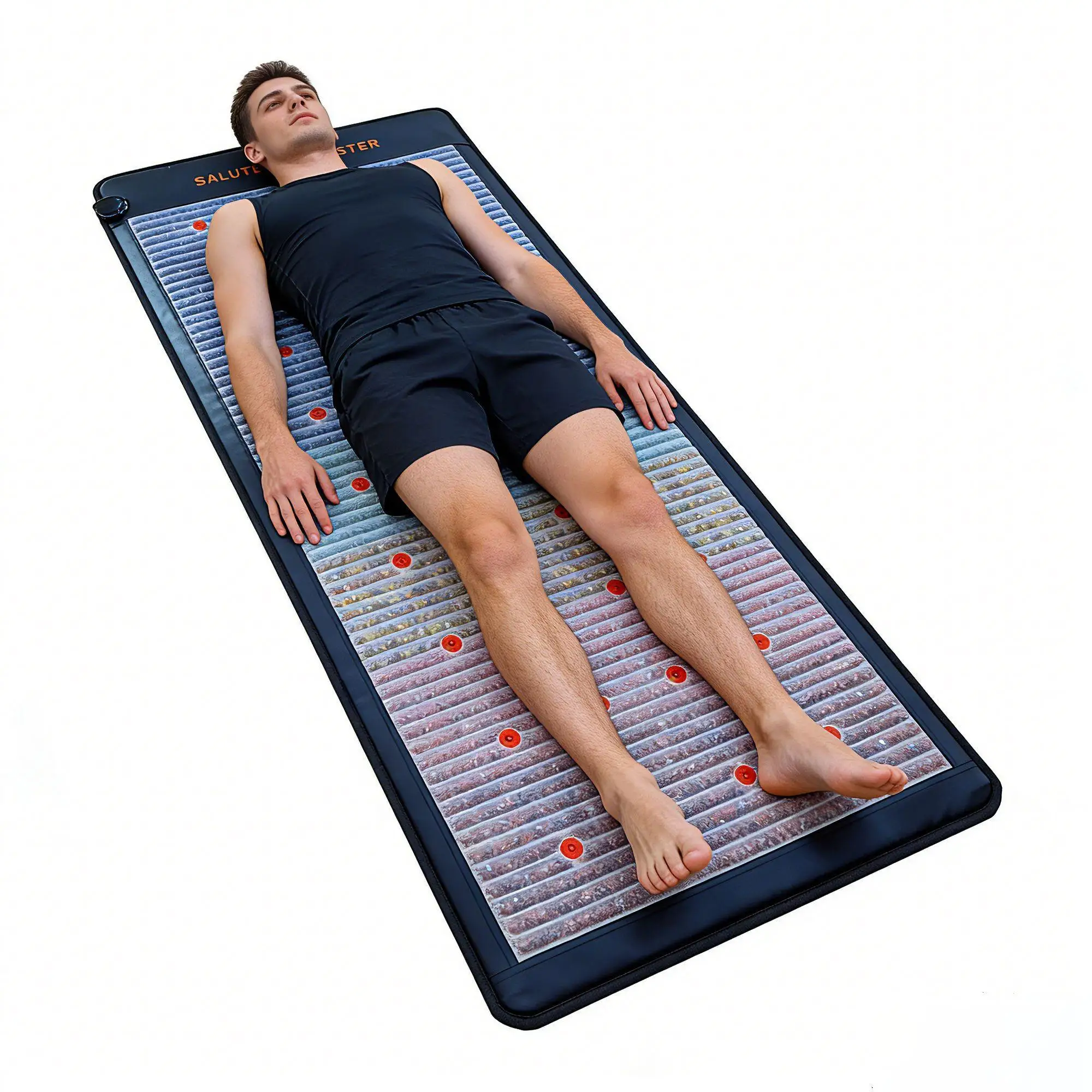 

New Trend Far Infrared PEMF Therapy Mat Bio Photon Negative Ion Pulsed Magnetic Chakra Gemstone Heating Mattress