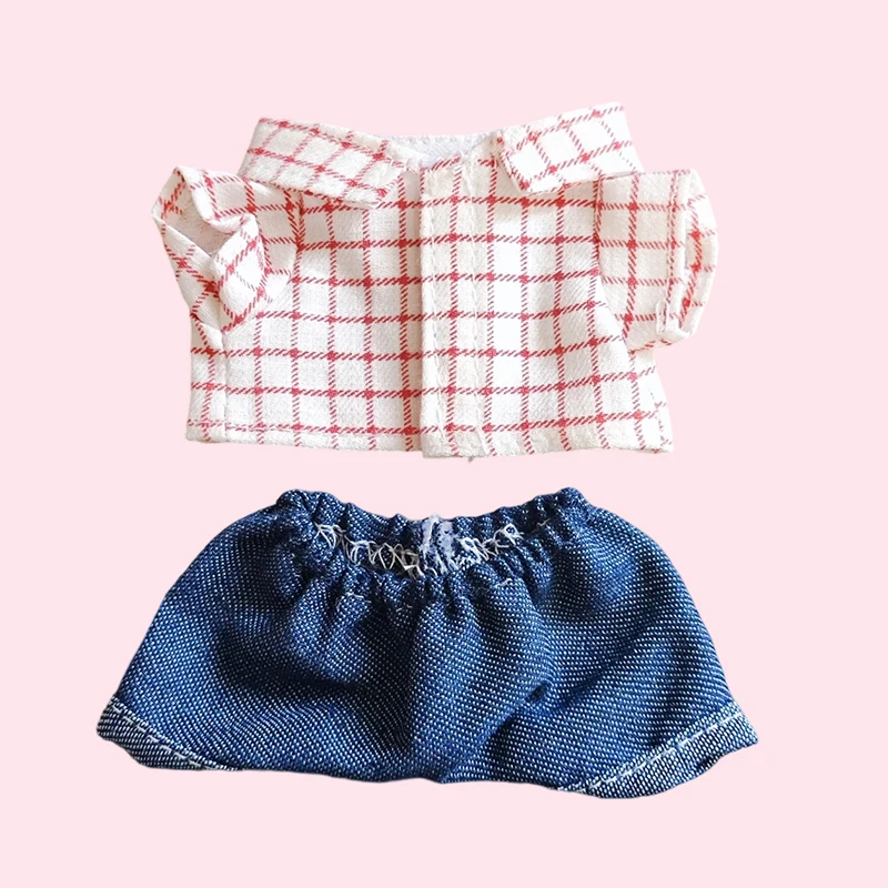 17cm Mini Doll'S Clothes Outfit Accessories For Labubu V1 V2 Striped overalls hats glasses shoes Cool handsome Clothing Gift