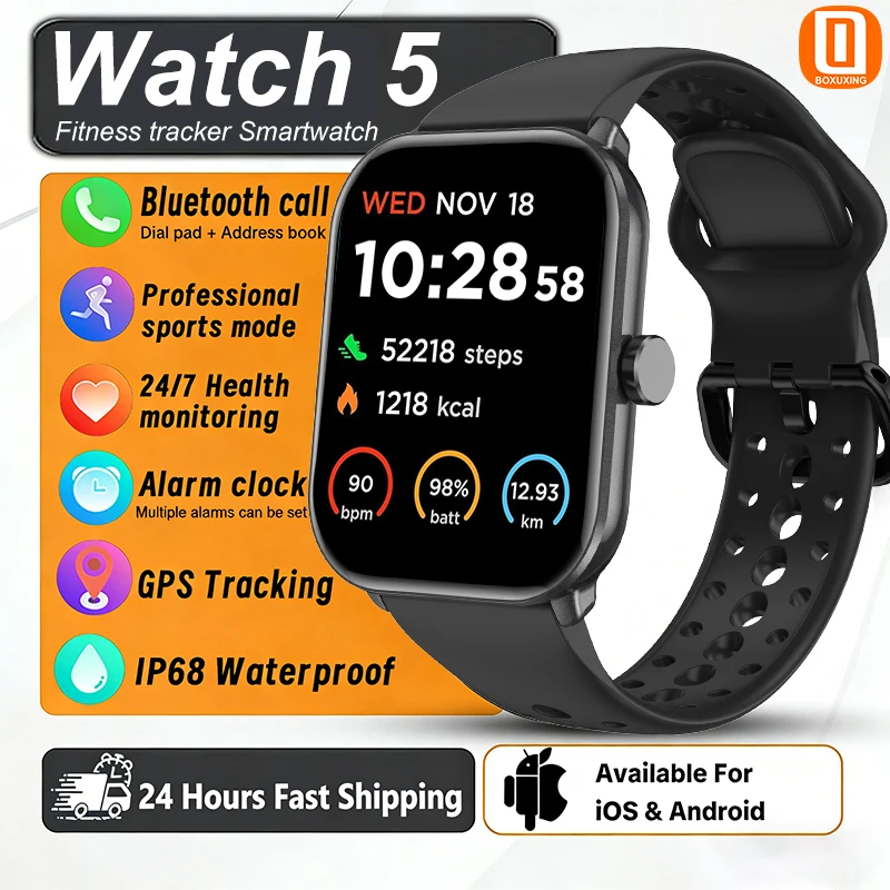 

Смарт-часы Watch 5 Global Version для мужчин и женщин с AMOLED-экраном, измерением пульса, ЭКГ, Bluetooth-звонками, GPS-трекингом, водонепроницаемые, спортивные смарт-часы