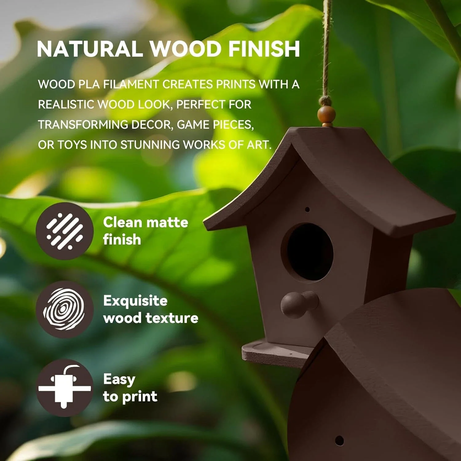 JAYO 3,3 kg – filament do drukarek 3D, wykonany z drewna, 1,75 mm, zawiera 10–15% naturalnych włókien drzewnych, przyjazny dla środowiska, idealny do większości drukarek 3D działających na zasadzie FDM. — zdjęcie produktu 6