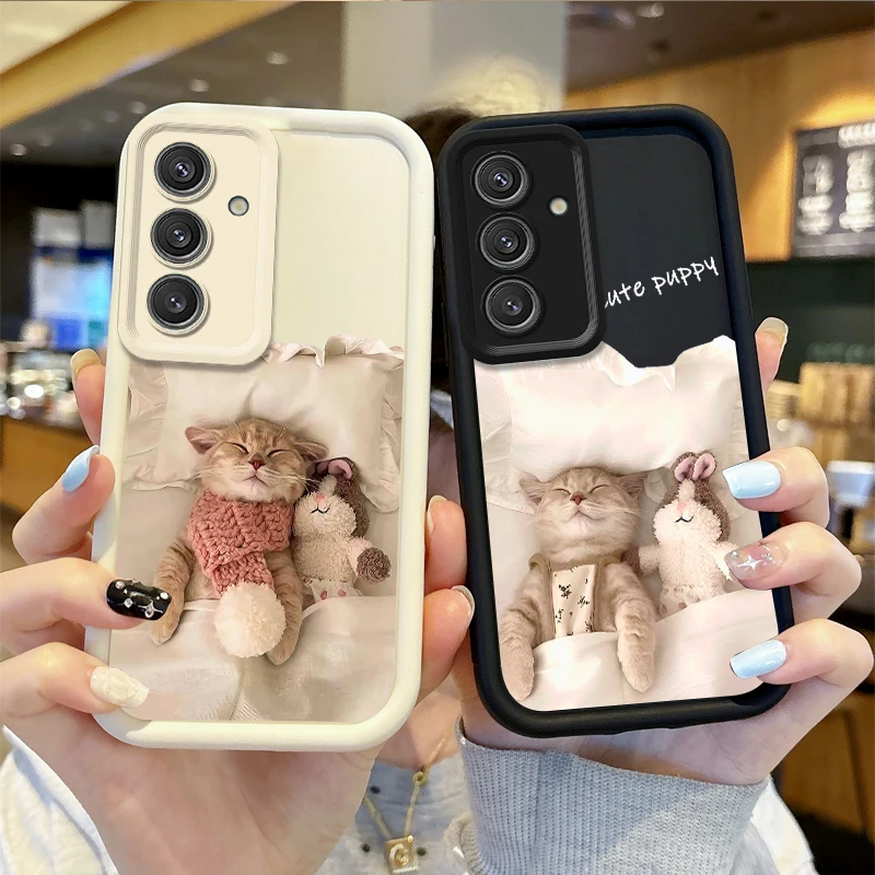 

Funny Cute Cat Phone Case For Samsung Galaxy A36 A35 A34 A33 A32 5G A31 A30 A24 A23 A22 A16 A12 A50S M55 Silicone Washable Cover