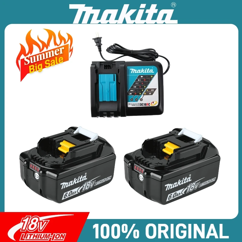 

100% Genuine makita 18V tool battery, 6.0Ah rechargeable LED Lithium-ion，Replace makita 18v battery BL1830B BL1840B BL1850B