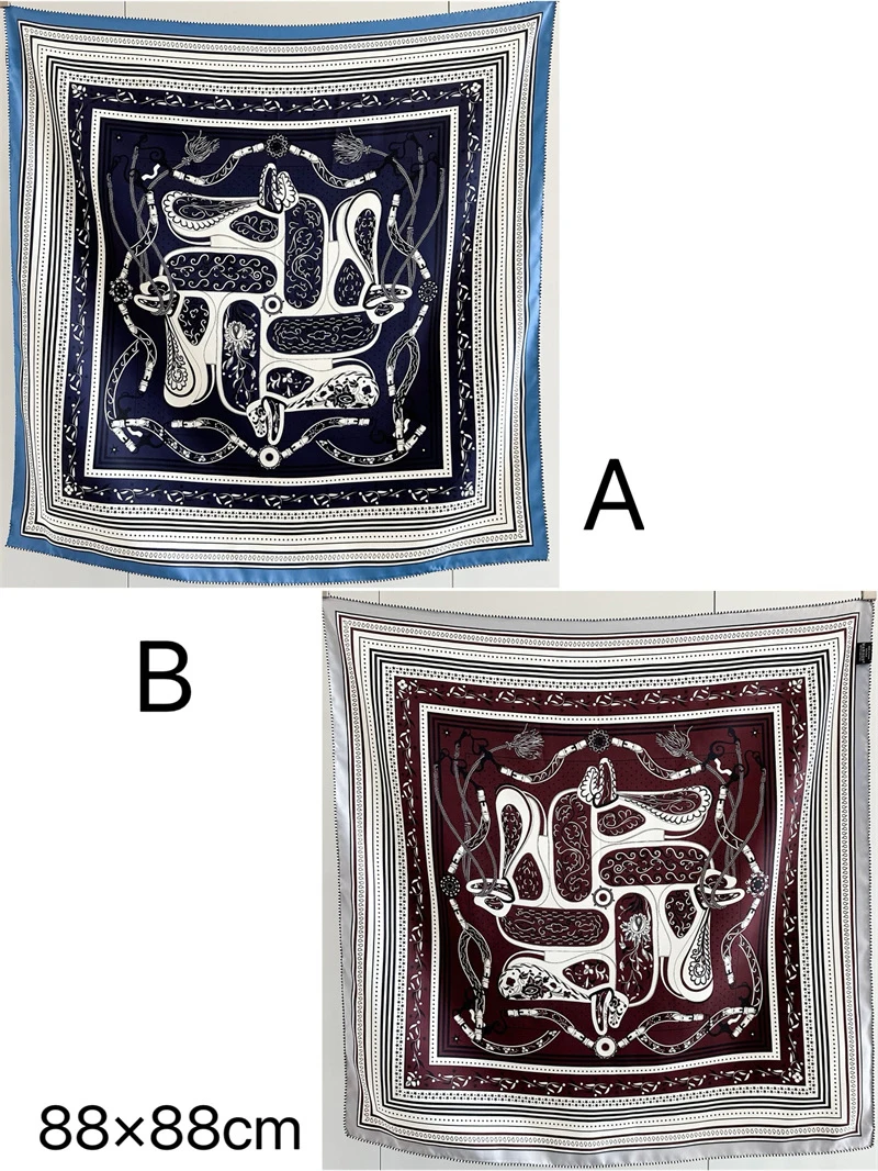 

Double Side Print Mulberry Silk Scarf Scarves Wrap Hand Rolled Foulards Femme Head Neck Bag Bandana 90 Hijab