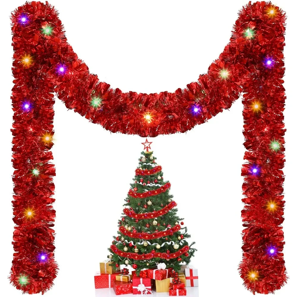 16.4Ft Christmas Glow Strip Christmas Tinsel Garland DIY Christmas Tree Home Party Decoration LED Banner Stair Fireplace Pendant