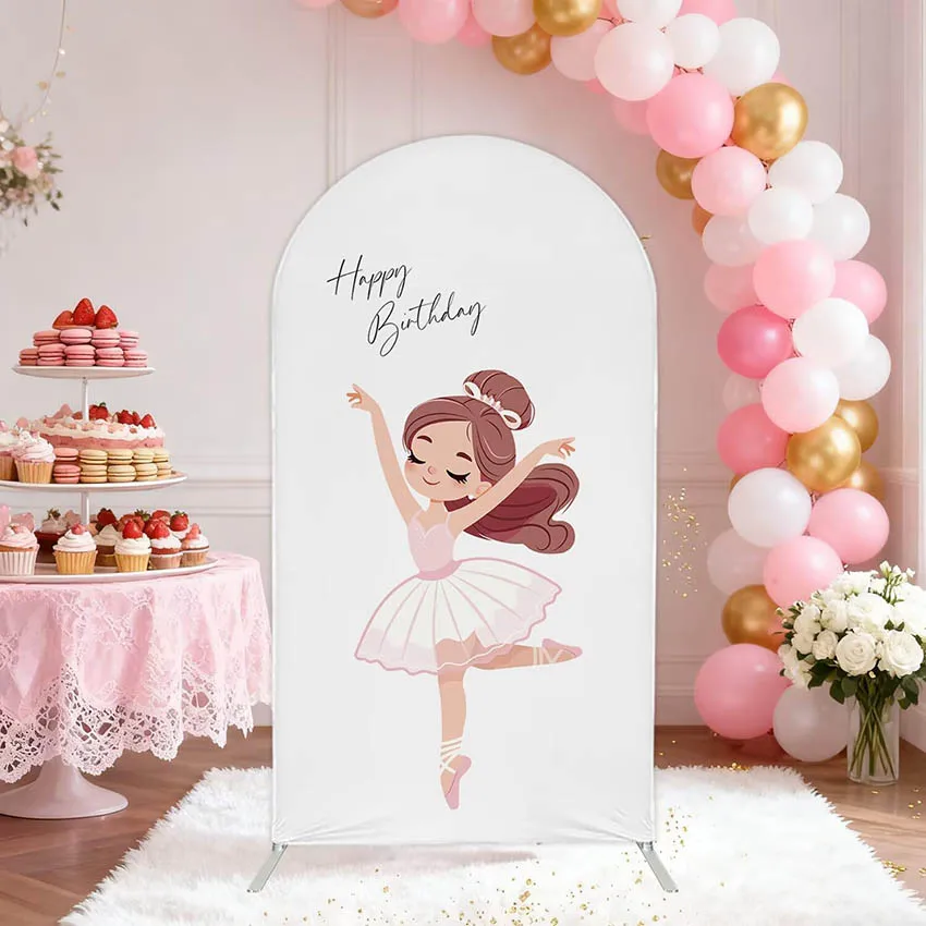 

Двусторонний фон Mehofond с блестками и изображением милой балерины для дня рождения, вечеринки в честь рождения ребенка, декор для арки Кьяра