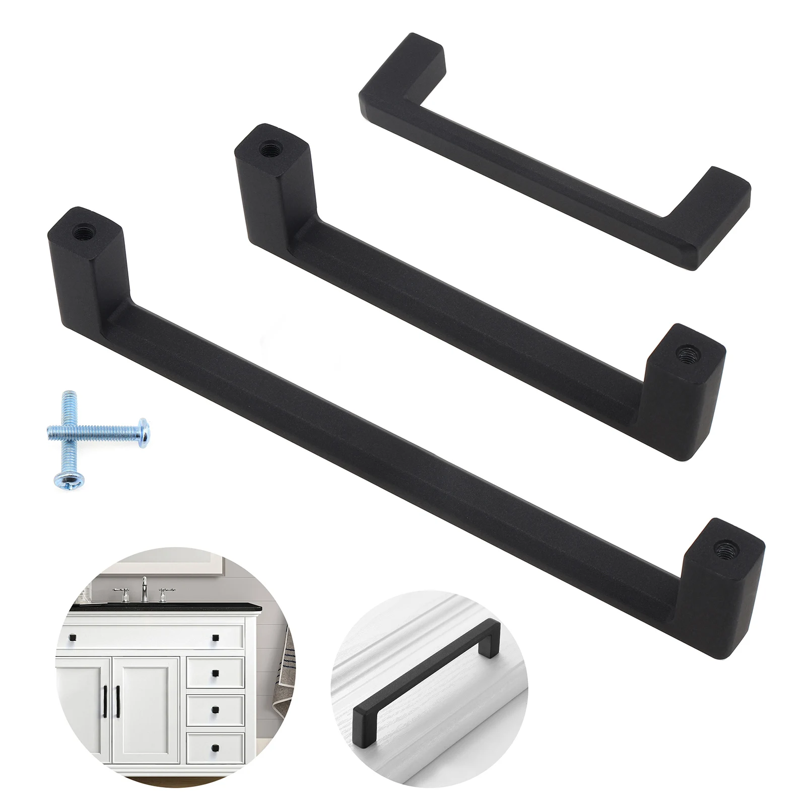 98mm / 128mm / 192mm Cabinet Pulls  Zinc Alloy Frosted Black Cabinet Hardware Furniture Pull