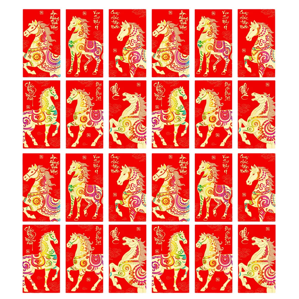 36Pcs Chinese Red Envelopes Horse Year 2026 Lucky Money Cash Packets Lunar New Year Spring Festival Hong Bao Red Envelope Bag