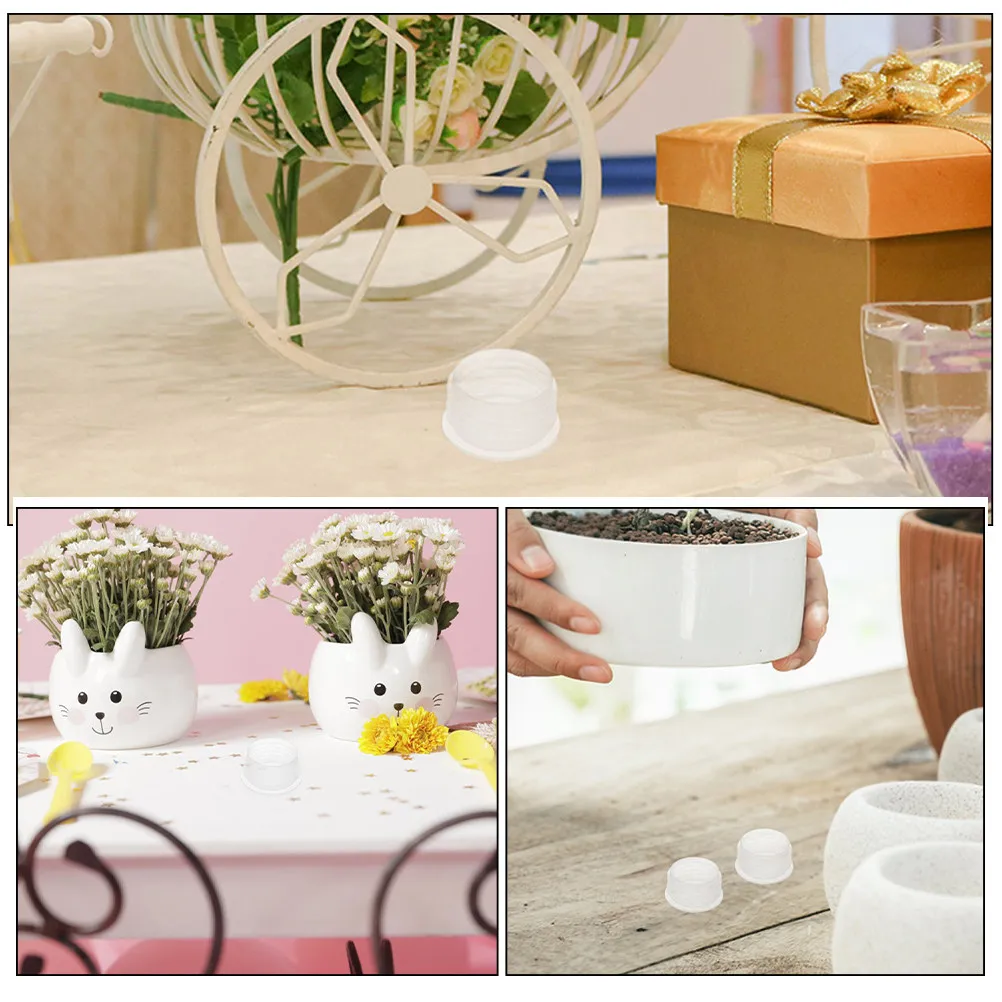 12Pcs Clear Plastic Round Planter Plug Stopper Reusable Water Seepage Preventer for Flower Pots Vegetable Boxes Balcony Indoor view 3