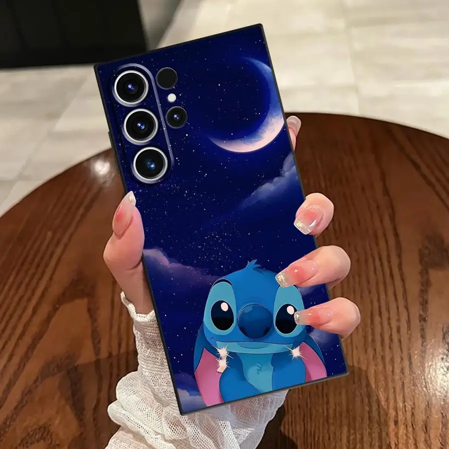 Soft Back Phone Cover Case for Samsung Galaxy S20 S22 S9 S25 Ultra S23 FE S24+ S25+ S24 Plus S21 Disney Stitch Moon