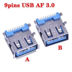 10pcs A Female 9PIN Full Stick Socket USB AF 3.0 four-Foot Sticker SMT Female Seat USB3.0 Connector Jack Charging Port