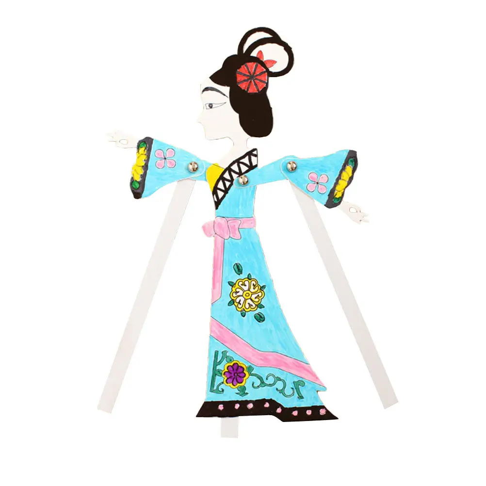 4Pcs DIY Handicraft Materials Chinese Traditional Shadow Puppetry Educational Drawing Craft Kit Performance Prop for Kids Early