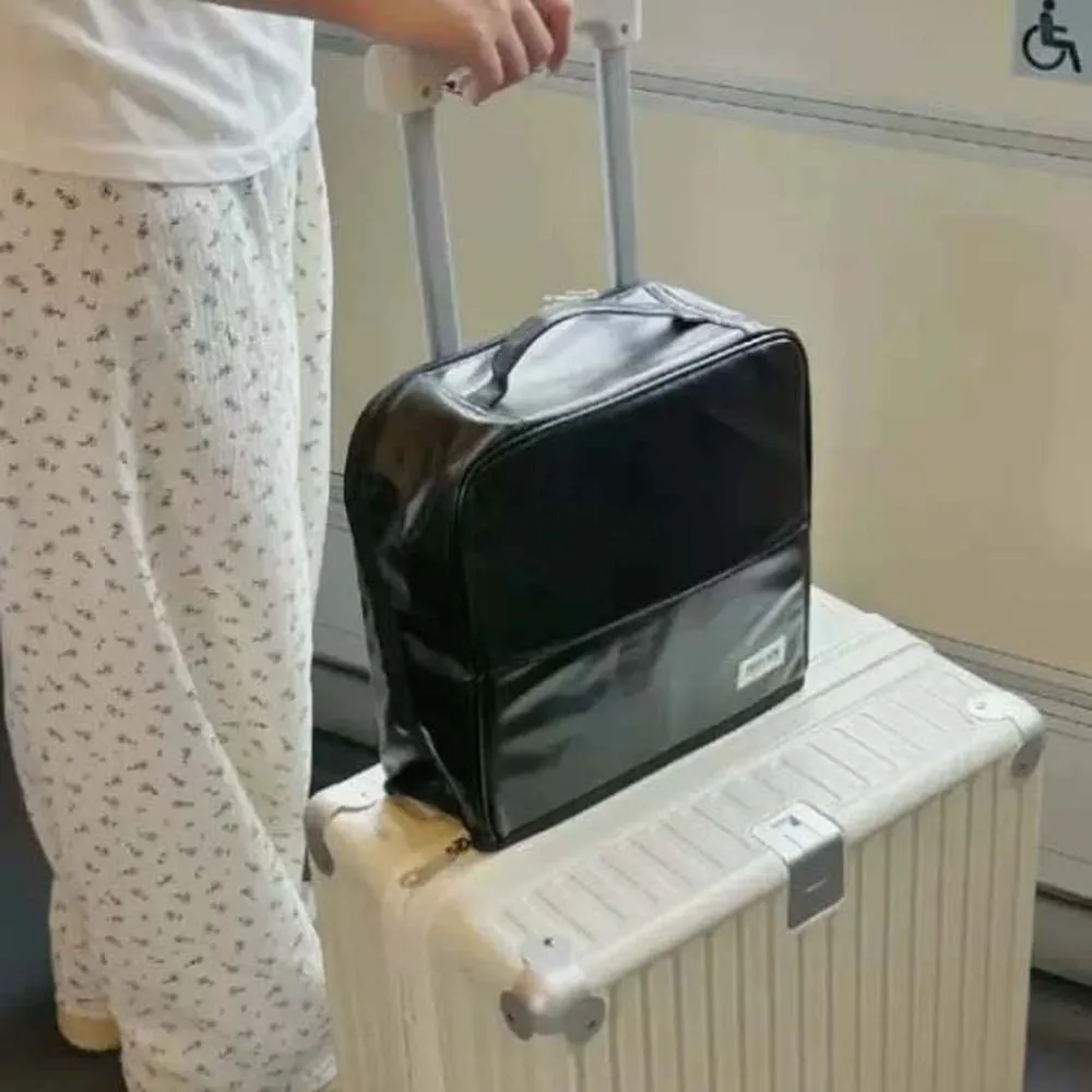 حقيبة مكياج عمودية ثابتة من البولي يوريثان، سعة كبيرة، مضادة للرذاذ المائي، حقيبة أدوات الزينة للسفر، مقاومة للاهتراء، سميكة #3