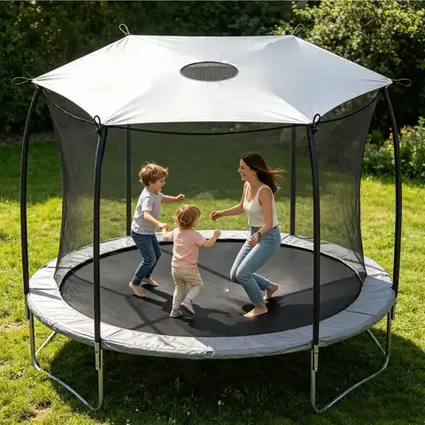 Waterproof Trampoline Sun Shade Heavy Duty UV Protection Tarp Outdoor Cover for Backyard Garden Patio Yard, Sunblock Cloth