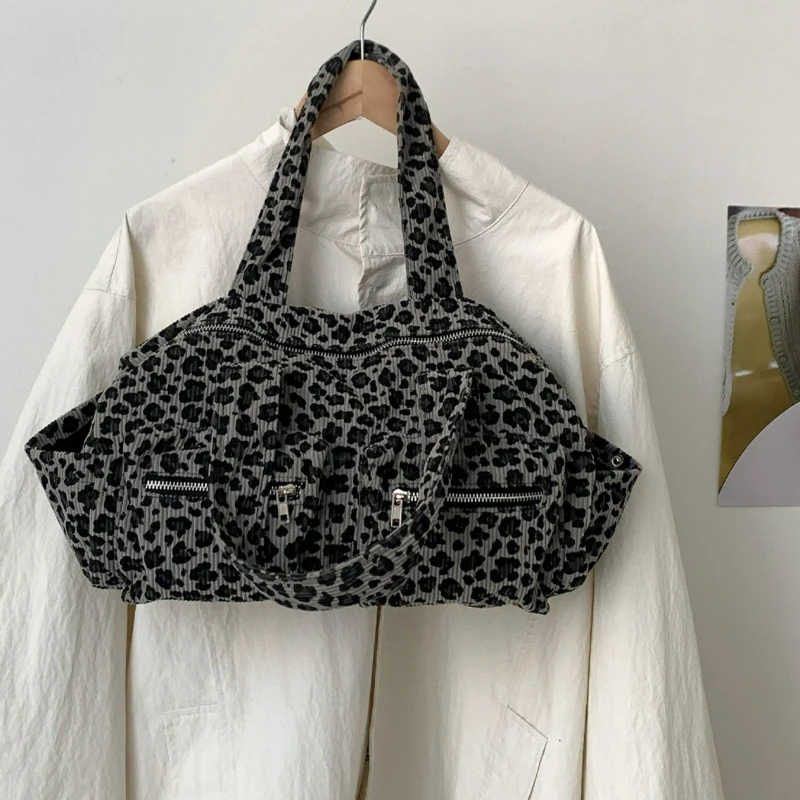 

Autumn Winter Korean Style Multi Pocket Corduroy Top Handle Bag Large Capacity Tote Shoulder Bag Versatile Texture Commuting Bag