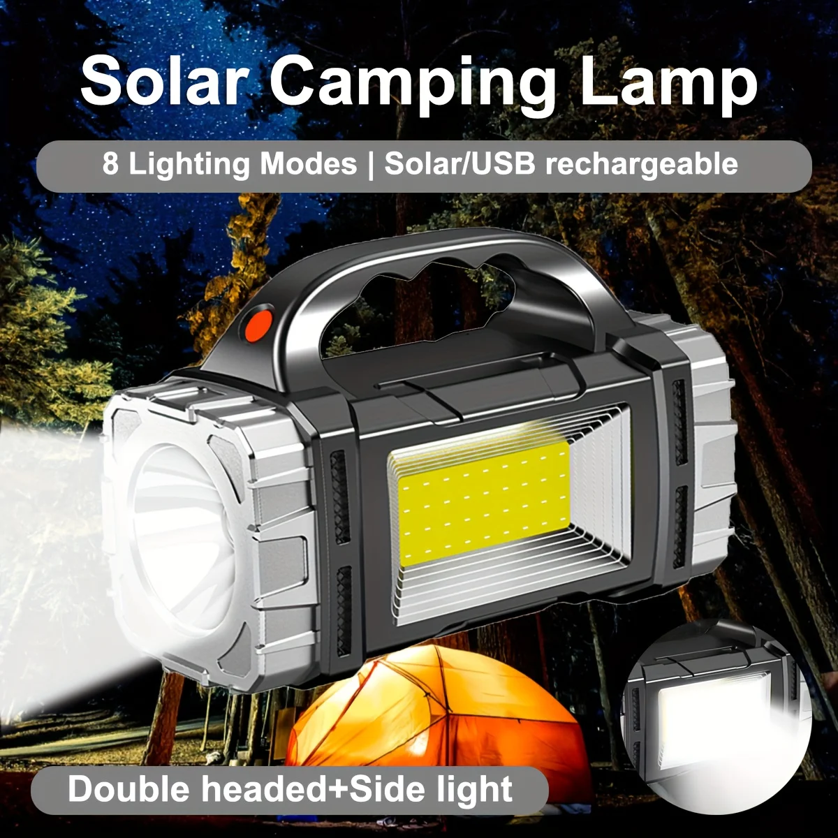 Neue, verbesserte, wiederaufladbare Hochleistungs-Solar-LED-COB-Taschenlampe mit Powerbank, wasserdichte, multifunktionale Handlampe für den Außenbereich