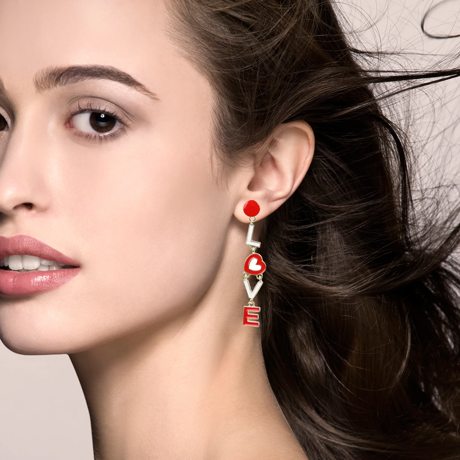 

5 Pairs Heart Earrings Love Letter Jewelry Wedding Women Dangle for Teen Girls Rhinestones