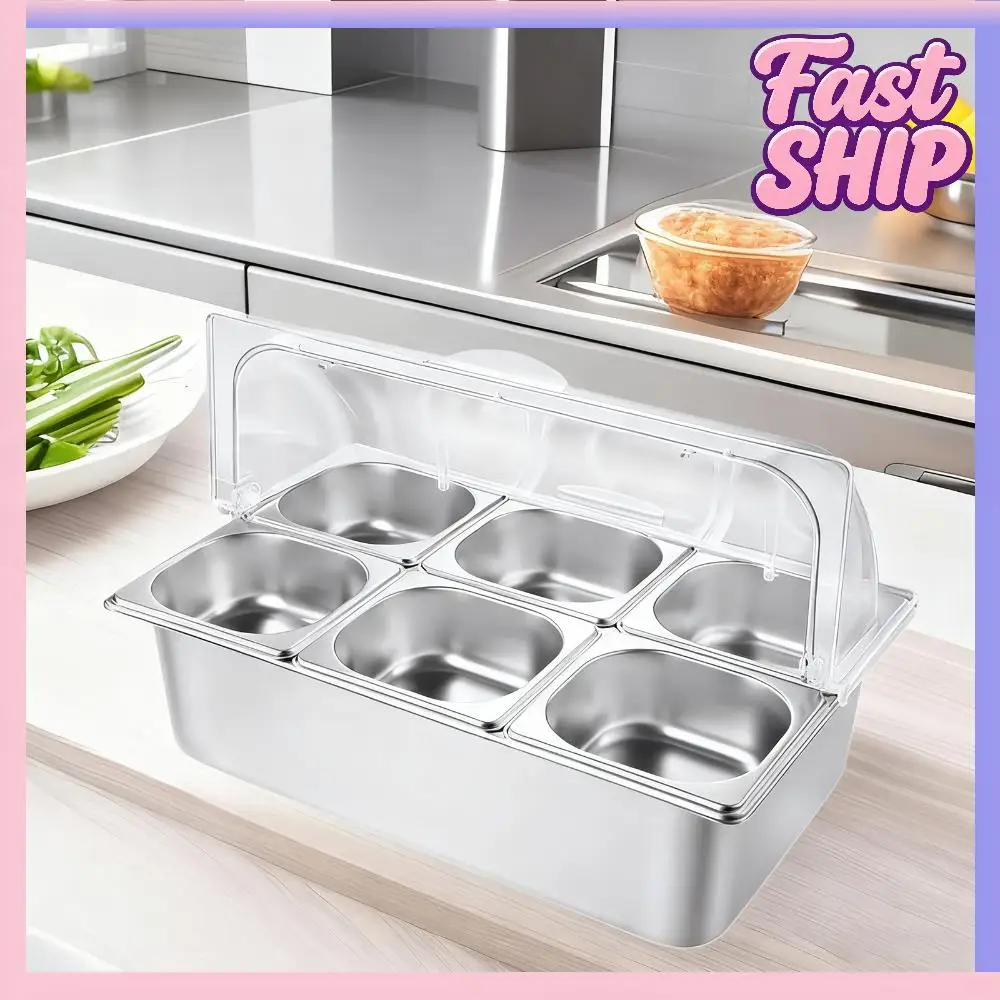 

Набор из 6 контейнеров для подачи еды на стол с прозрачными крышками-роллтопами, поднос для сервировки для ресторанов, отелей, кухонь, вечеринок