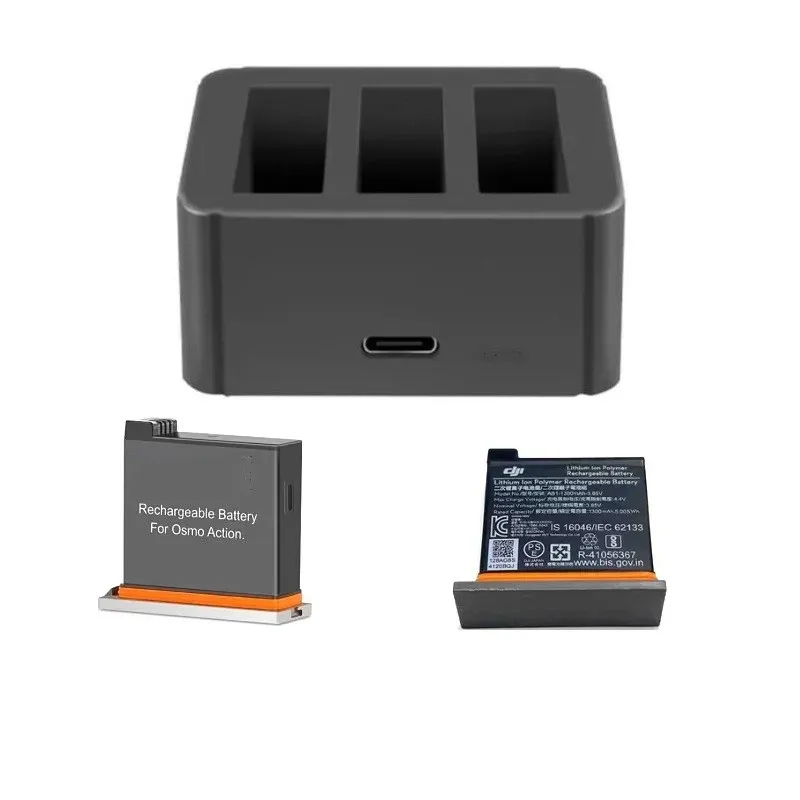 3 Slots/Dual Charger Battery Charger Batteies Charging/Battery Case/Box/Action Battery For DJI Osmo Action 1 Camera Accessories