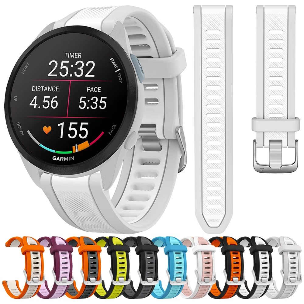 Strap de silicone desportivo de dois tons, libertação rápida, pulseira de relógio, Garmin Forerunner, 165 Music, 245, 55, Vivoactive 5, Venu 2 Plus,